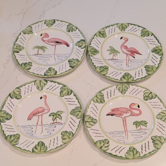 Vintage Mariposa 8.5" Flamingo Plates Hand Painted by Jilly Walsh Made In Italy - Picture 12 of 12